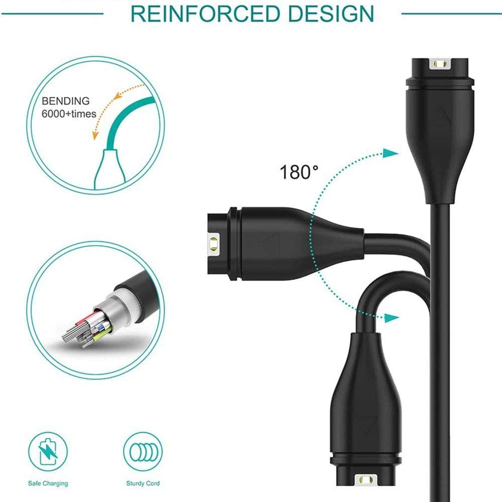 Watch Charger Cable, Replacement USB Data Sync Charger Cable for Garmin Fenix 5 5S 5X 6 6S 6X Plus, Forerunner 935 945 45 245 Music, Approach S10 S40 S60 G12, Vivoactive 3 4 4S, Instinct, Venu Sq