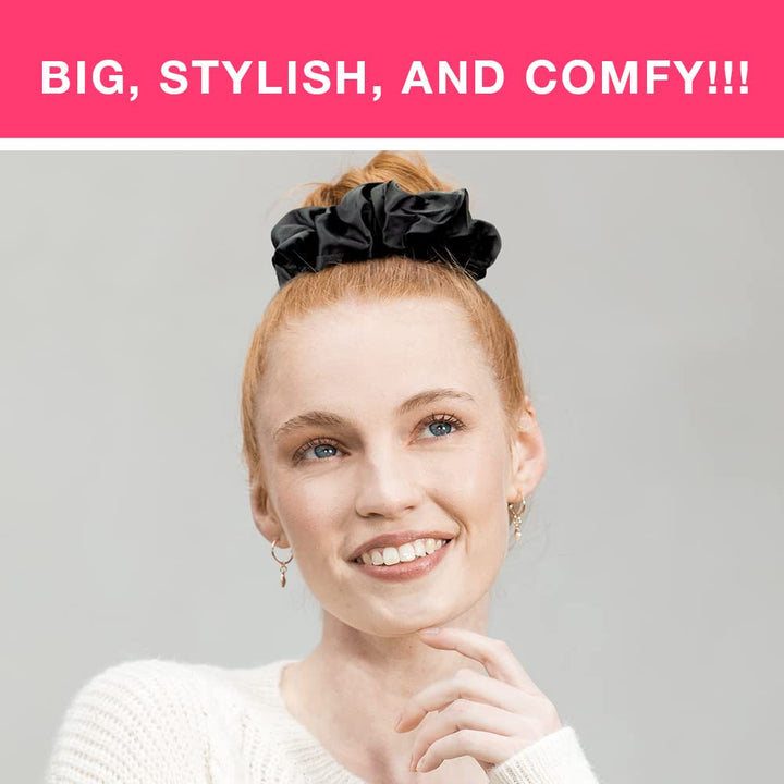 Scunci Jumbo Black Satin Scrunchie, Black