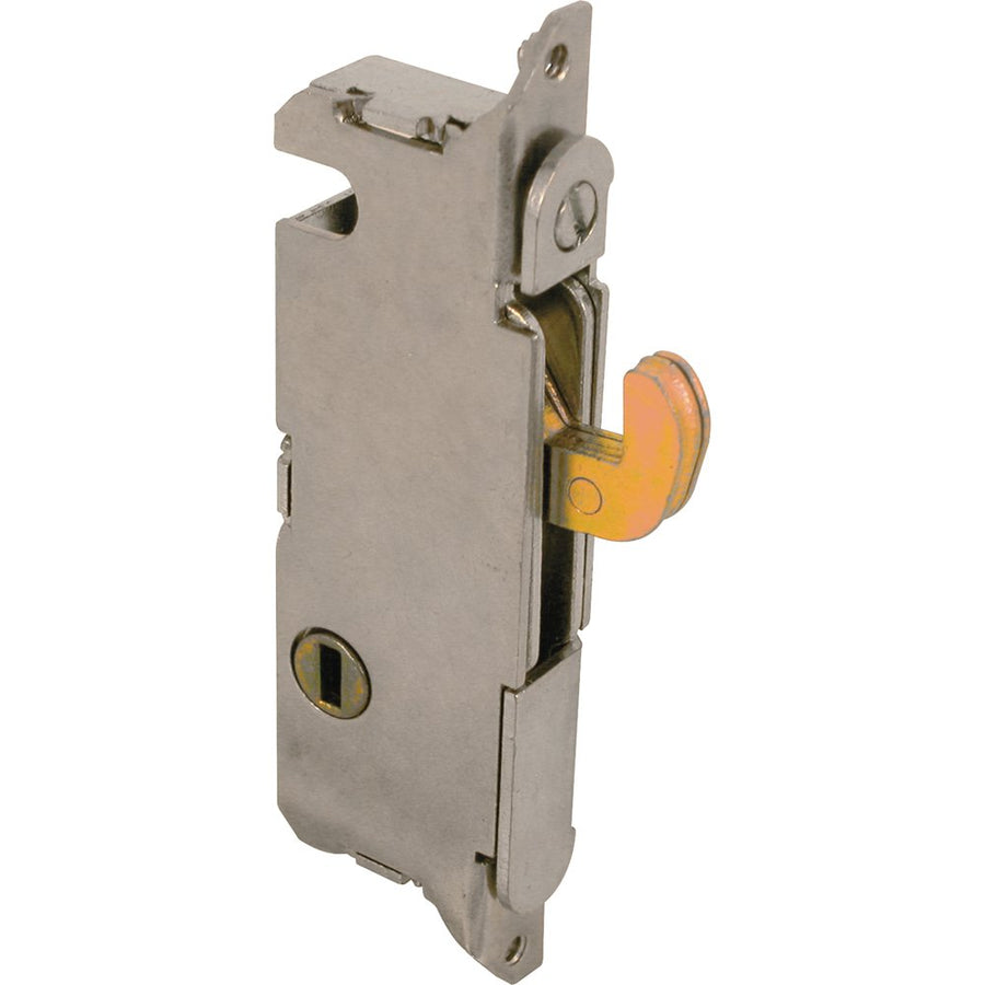 Slide-Co 15410 Mortise Lock - Adjustable, Spring-Loaded Hook Latch Projection for Sliding Patio Doors Constructed of Wood, Aluminum and Vinyl, 3-11/16”, Vertical Keyway, Round Face (Single Pack)