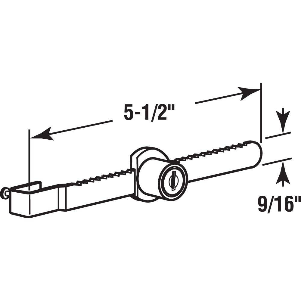 Products U 9949 Showcase Window Key Lock, 9/16 in. x 5-1/2 in., Steel, Chrome Plated, Fits 5/16 in. Glass