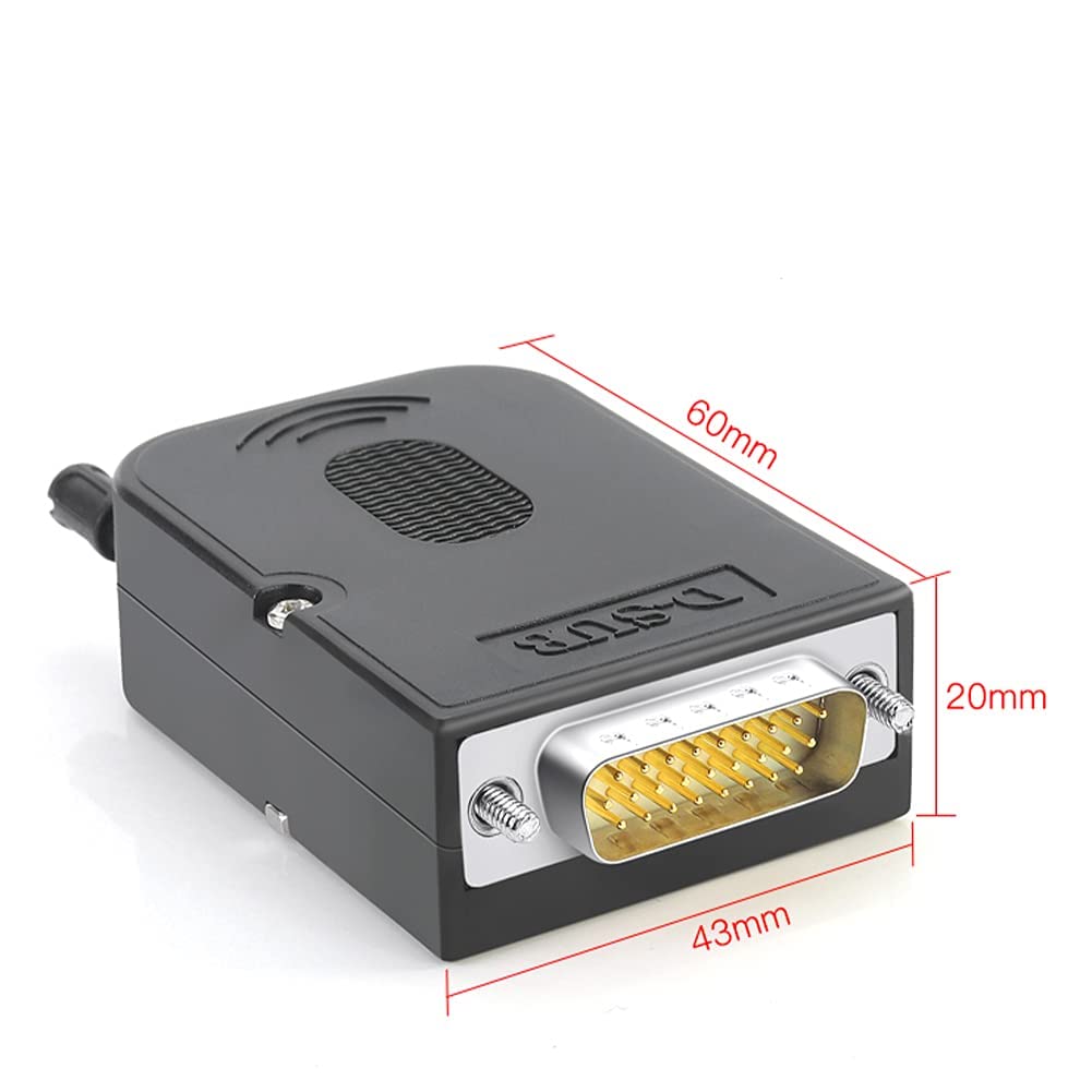 DB26 Male Solderless Breakout Connector, RS232 D-SUB Serial to 26 Pin Port Terminal Solderfree Adapter with Case Accessories