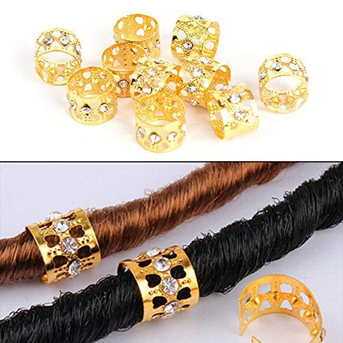 Women Dreadlocks Beads Rhinestone Hair Ring Decoration Braiding Hair Braid Cuff Clip