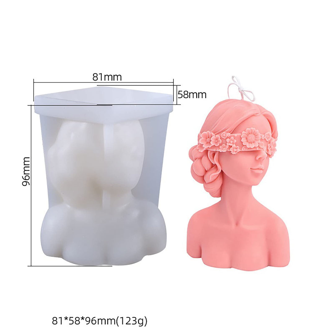 2 Pack Braid Girl Shape Portrait Candle Mold Girl Silicone Mold for Candles Body Resin Mold Portrait Silicone Mold Resin Mold DIY Aromatherapy Decoration Mold Candle Making Molds Body Mold
