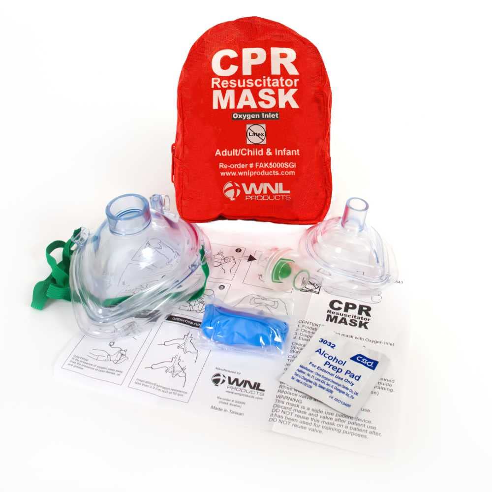 CPR Rescue Mask, Adult/Child & Infant Pocket Resuscitator, Soft Case Kit with Belt Clip