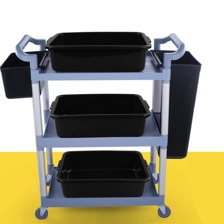 Commercial Plastic Bus Box/Tote Box, Black Bus Tub/Wash Basin Tub, Set of 3