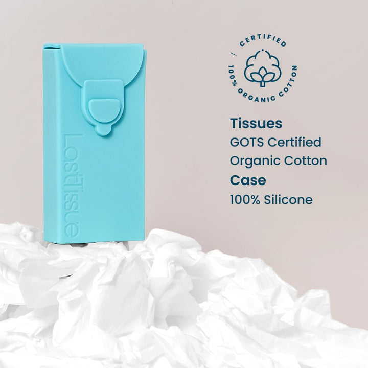 ® Reusable Cotton Tissue Pack – Sustainable, Durable, Eco-Conscious, Portable & Washable Facial Tissues for Men and Women with Travel Handkerchief Storage Case