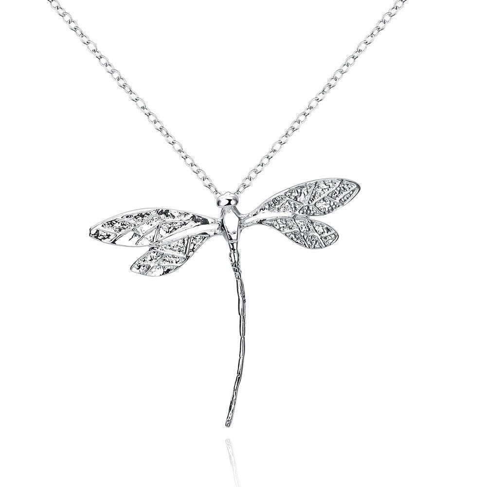 Adecco LLC New Jewelry Fashion Silver Dragonfly Necklace Pendant 18 inch Chain (dragonfly)