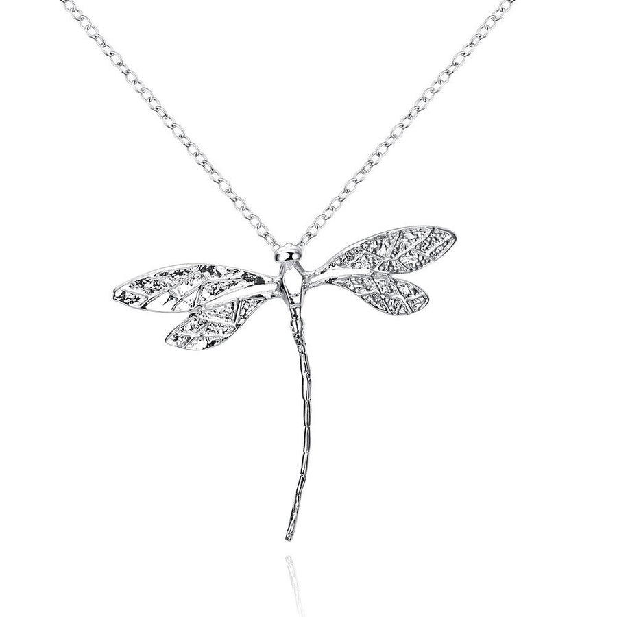 Adecco LLC New Jewelry Fashion Silver Dragonfly Necklace Pendant 18 inch Chain (dragonfly)