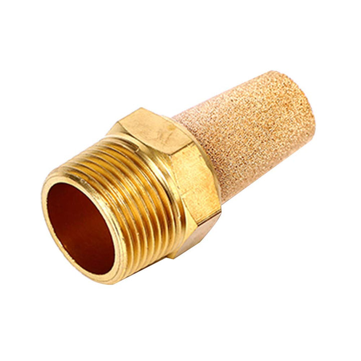 Beduan 3 Pcs Pneumatic Brass Exhaust Muffler Filter, 1/2 Male Thread Hex Sintered Silencer Air Line Fitting