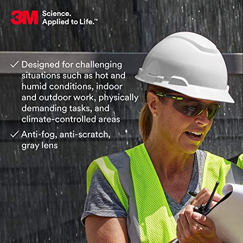 Safety Glasses, Solus 1000, S1202SGAF, ANSI Z87, Scotchgard Anti-Fog, Gray Lens, Green/Black Frame, Padded Temple, Soft Nosebridge, UV Protection, Premium Eye Protection