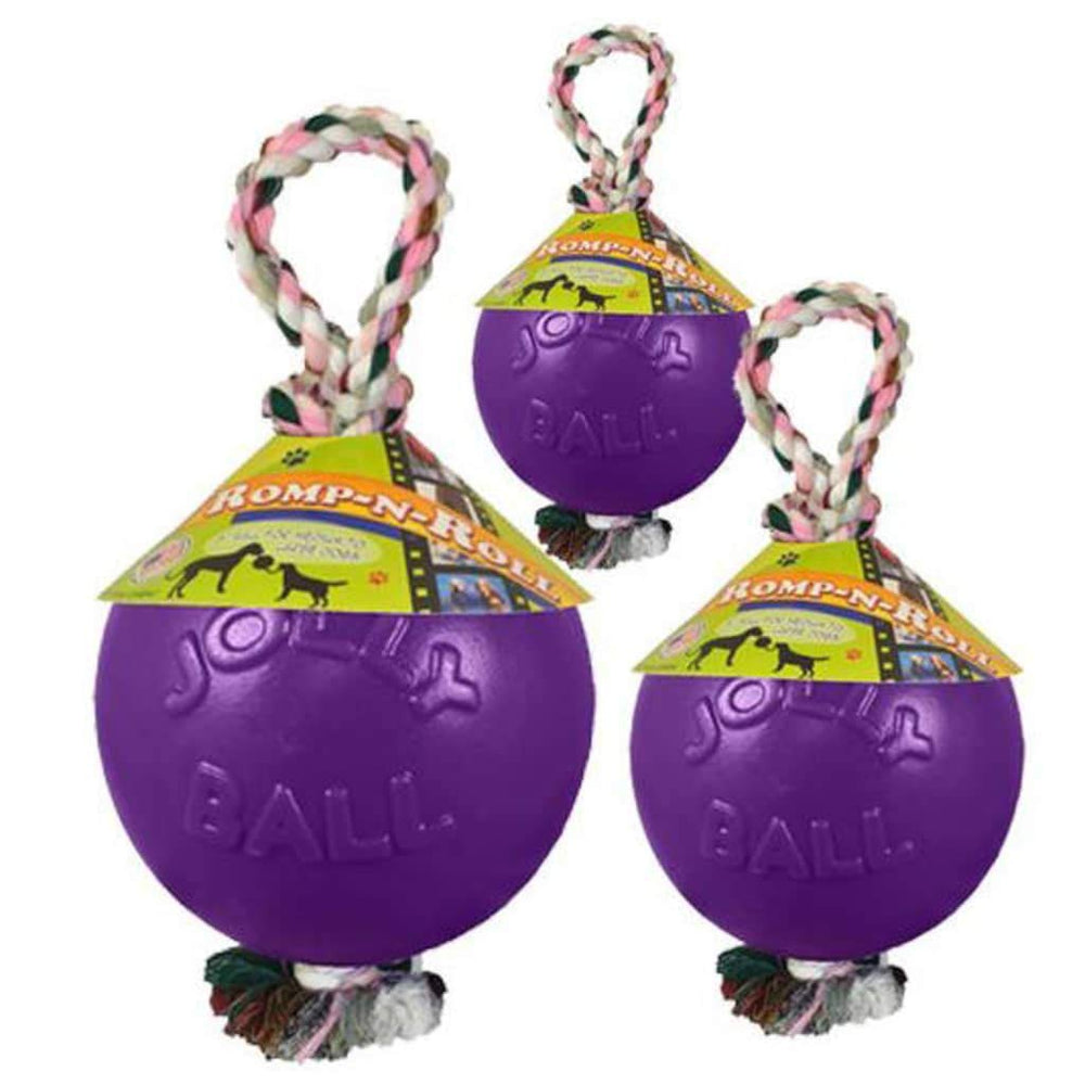 Romp-n-Roll Rope and Ball Dog Toy, 8 Inches/Large, Purple, Large Breeds