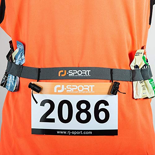 Race Number Belt - Triathlon Race Belt BIB Holder with 6 Energy Gel Loops for Triathalon, Marathon, Running and Cycling