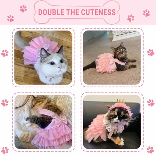 Dog Dresses, Fashion Pet Dog Clothes, Striped Mesh Puppy Dogs Princess Dresses (Pink, Small)