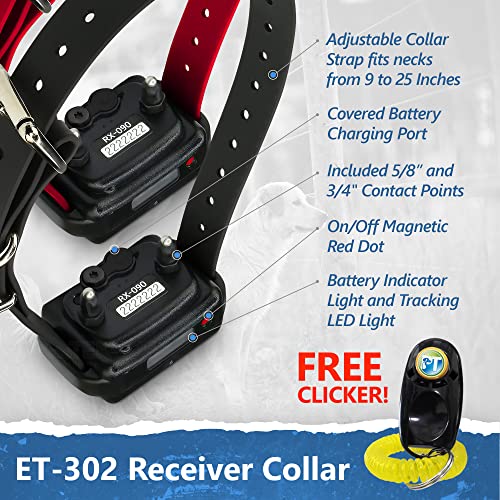 Mini ET-302-1/2 Mile Rechargeable Dog Trainer Ecollar with Remote for Small, Medium, and Large Dogs by E-Collar Technologies - Electric, Vibration, Tone, and Stimulation Collar