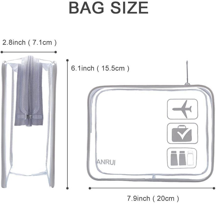 TSA Approved Toiletry Bag, Quart Size Travel Toiletry Bags, Clear Toiletry bag Carry On Airport Airline Compliant Bag, Clear Pouch Bag 3 Pack, Grey