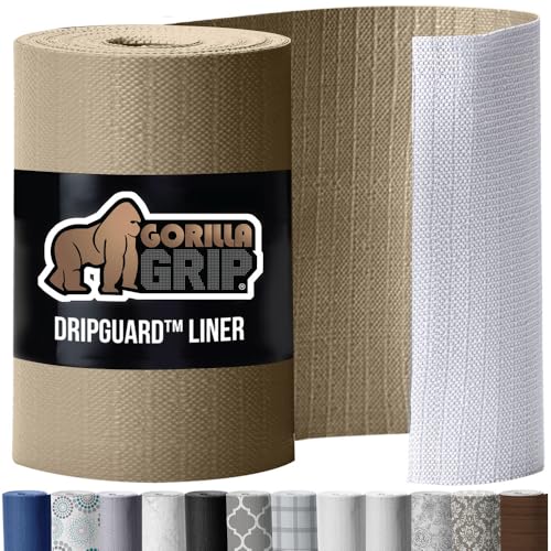 DripGuard Drawer and Shelf Liner for Cabinet, Slip Resistant Non Adhesive Protection for Kitchen, BPA Free Smooth Surface Plastic Liners for Cabinets, Bathroom Drawers, 16x10, Check Red