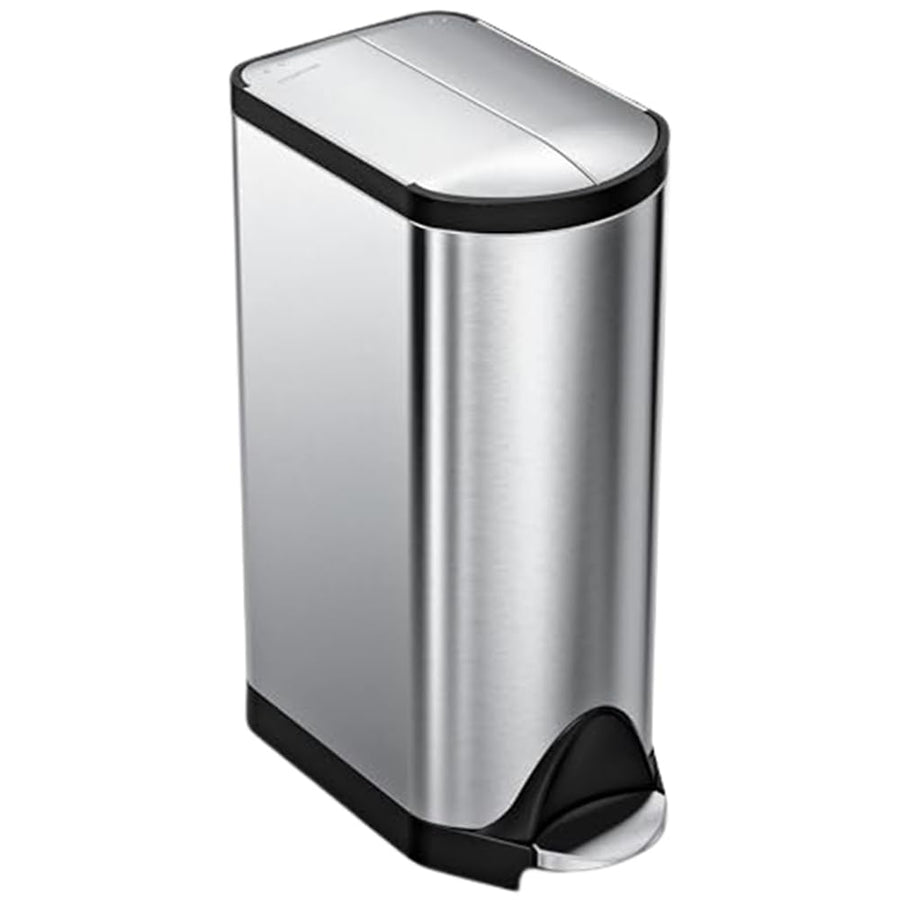 30 Liter / 8 Gallon Butterfly Lid Kitchen Step Trash Can, Brushed Stainless Steel