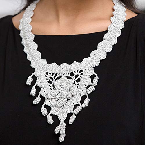 Metallic Crochet Thread, 10, White/Silver