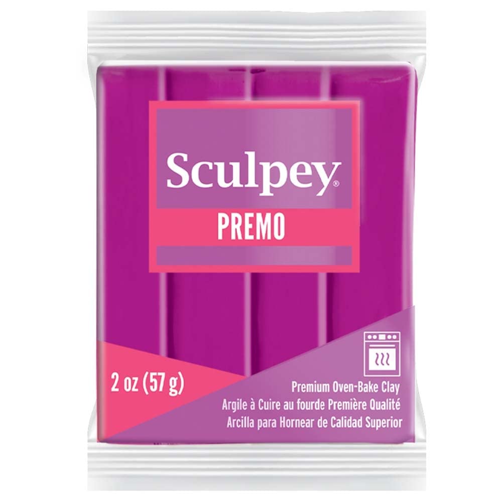Premo Polymer Oven-Bake Clay, Fuchsia, Non Toxic, 2 oz. bar, Great for jewelry making, holiday, DIY, mixed media and home décor projects. Premium clay Great for clayers and artists.