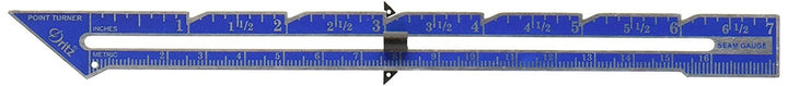 7 Point Turner Seam Gauge, Nickel with Black Printing and Blue Slider