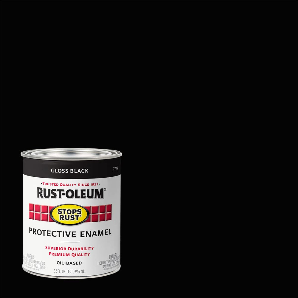 7779502 Stops Rust Brush On Paint, Quart, Gloss Black, 32 Fl Oz (Pack of 1)