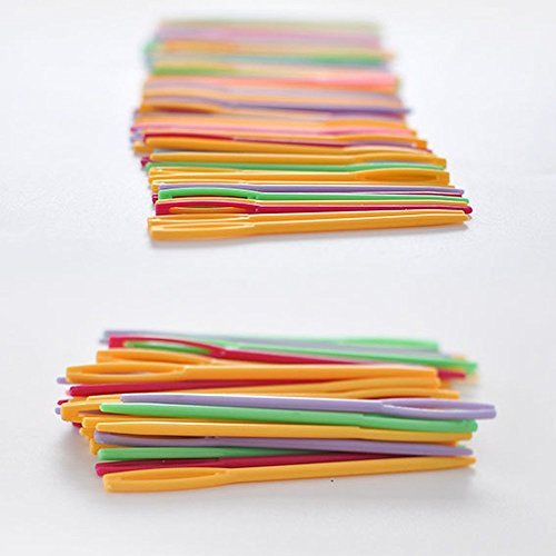 20 Pcs Mix Color 2.75 Plastic Large-Eye Needles Sewing Needles