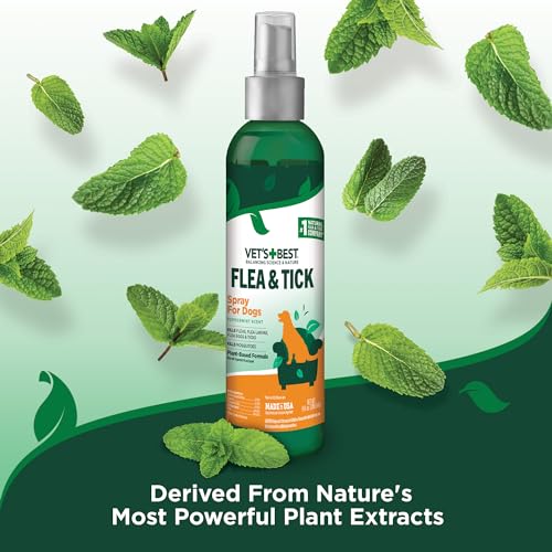 Vet's Best Flea & Tick Spray - Plant-Based Flea and Tick Prevention for Dogs - Certified Natural Oils - 8 oz