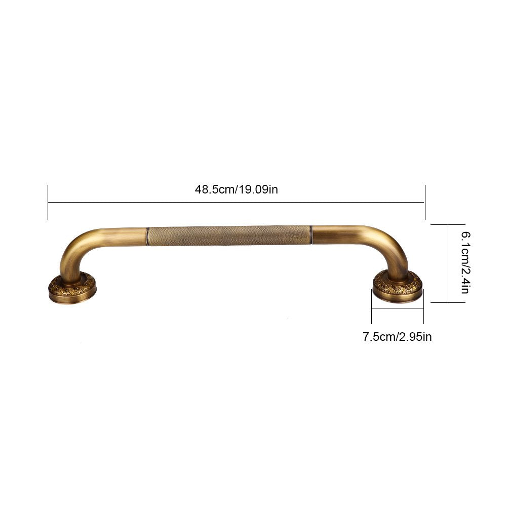 Gold Antique Wall Mounted Brass Assist Shower Tub Safety Grab Bar Carved Support Handle Bathroom Accessories