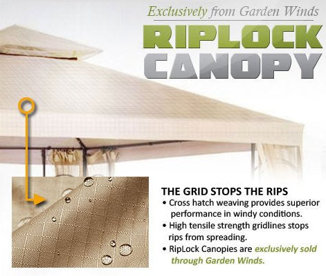 Universal 10 x 10 Single Tiered Gazebo Replacement Canopy Top Cover - Riplock 350 - Beige