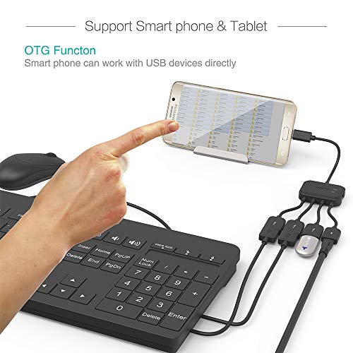 Micro USB HUB Adaptor with Power, 3-Port Charging OTG Host Cable Cord Adapter Compatible with Raspberry Pi 2 3 Pi Zero Android Smart Phone Tablet Samsung Galaxy HTC Sony Google LG/Linux