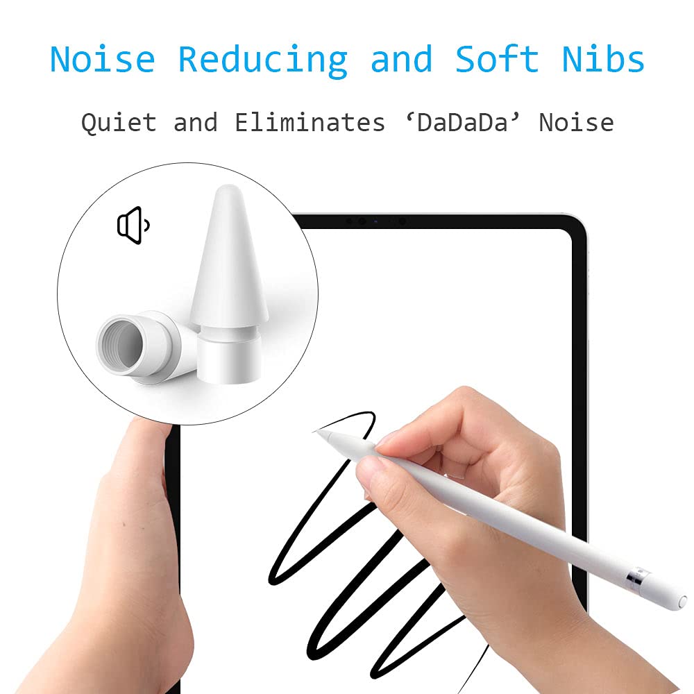 Soft Paperfeel Damping Tips Replacement Compatible with Apple Pencil 1st Gen & 2nd Gen, Noise Reducing Pen Nibs for iPad Pro(2 PCS)