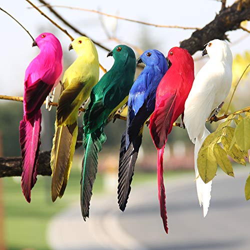 7.8 Yellow Artificial Parrot Foam Feathered Parrot Clip on Bird for Shoulder Prop Pirate Costume Decoration Christmas Tree Ornament Modern Home Garden Decor