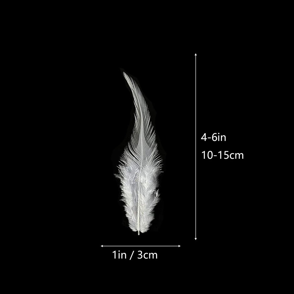 100pcs Feathers for Crafts, 5-7Inch Rooster Saddle Hackle Feathers Pheasant Neck Feathers for Earrings Jewelry Making Dream Catcher Decoration (White)