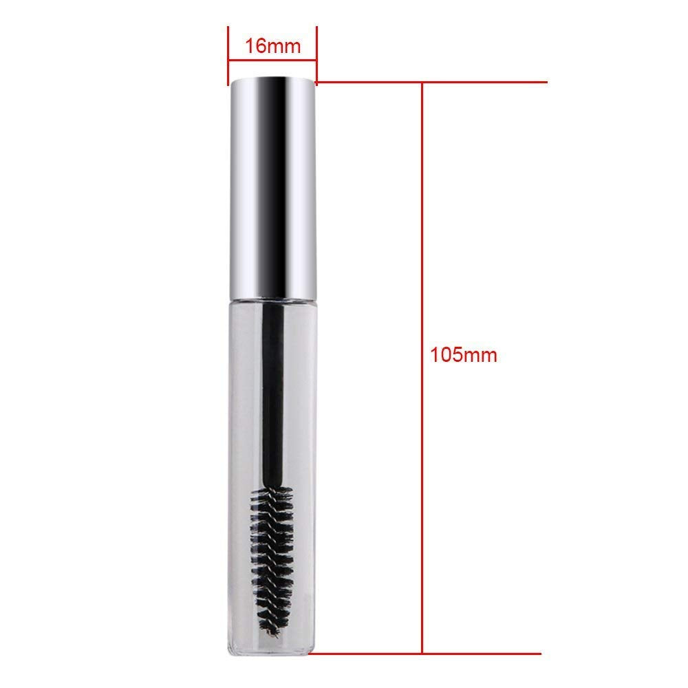 10pcs 10ml Siliver Cap Empty Plastic DIY Mascara Tube Eyelash Cream Wand Container Bottle Vials With Brush