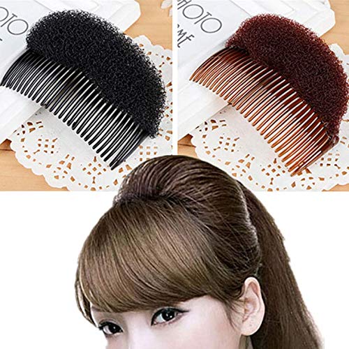 2 Pcs French style Bun Maker Braid Tool,Charming Bump It Up Volume Inserts Do Beehive Hair Styler Tool for Girl Woman Hair Accessories(Black,Brown)