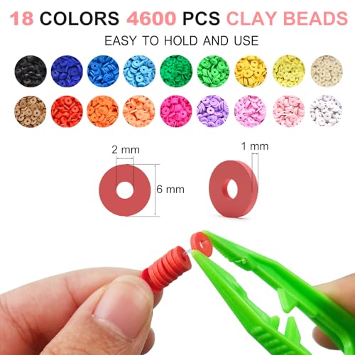 5100 Clay Beads Bracelet Making Kit, Flat Preppy Beads for Friendship Jewelry Making,Polymer Heishi Beads with Charms Gifts for Teen Girls Crafts for Girls Ages 8-12