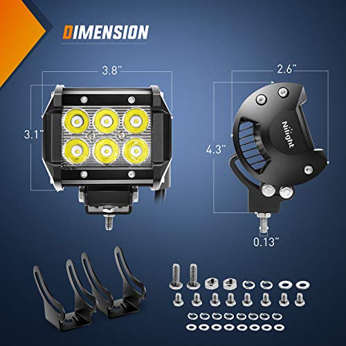 Led Pods 2Pcs 18W 1260LM Spot Led Off Road Lights Super Bright Driving Fog Boat Lights Led Work Light Bar for Trucks Pickup Golf Cart SUV ATV UTV 4x4 Van Camper