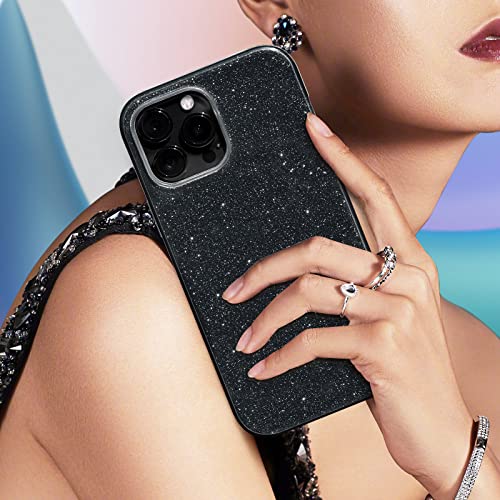 Compatible with iPhone 13 Pro Max Case (2021), Glitter Sparkly Shiny Bling Rubber Gel Shell Cases 3 Layers Shockproof Protective Bumper Cover for iPhone 13 Pro Max 6.7 2021-Black