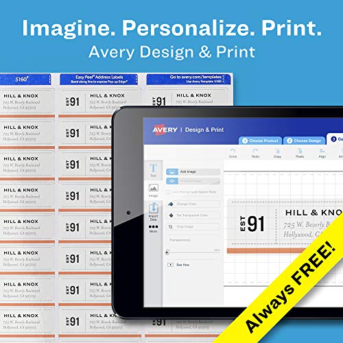 Avery Printable Address Labels with Sure Feed, 1 x 2-5/8, White, 750 per Pack, 2 Packs, 1,500 Blank Mailing Labels (5260)