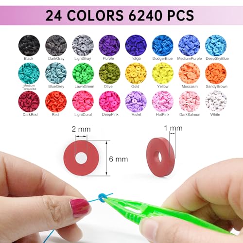 Friendship Bracelet Making Kit for Girls, 7200 Clay Beads Jewelry Making Kits with Letter Beads and Charms, Gifts for Girls Adults