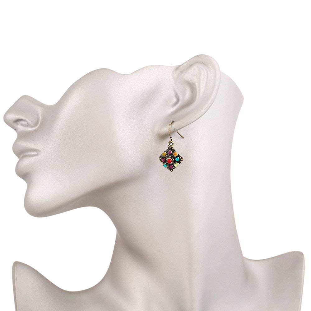 Bohemian National Style Earrings, Diamond Earrings Retro Rhinestone Ear Stud Earrings Jewelry Eardrop Gift