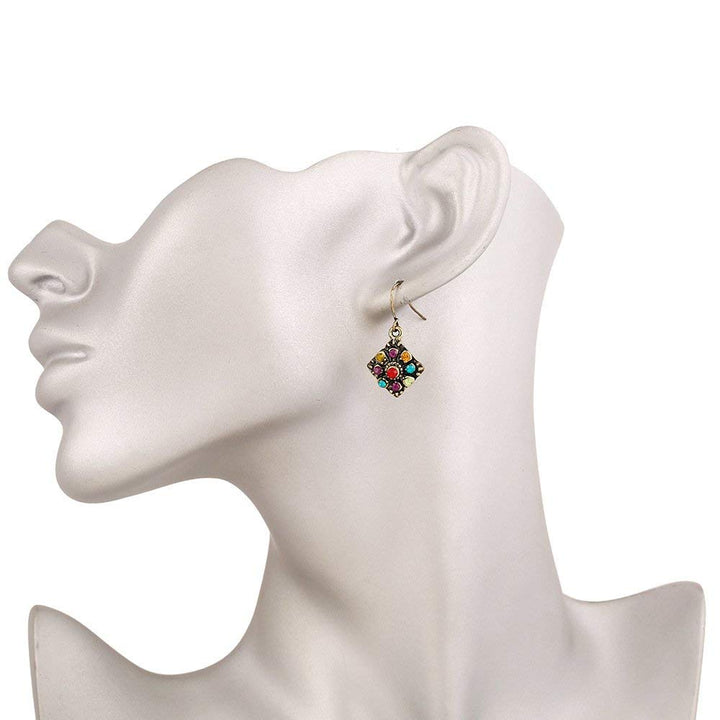 Bohemian National Style Earrings, Diamond Earrings Retro Rhinestone Ear Stud Earrings Jewelry Eardrop Gift