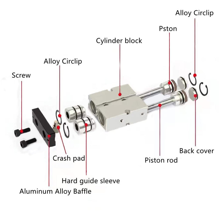 Heavy Duty 10mm Bore, 25mm Stroke, Double-Rod Aluminum Pneumatic Air Cylinder, Dual Shaft Air Pneumatic Cylinder, TN10-25