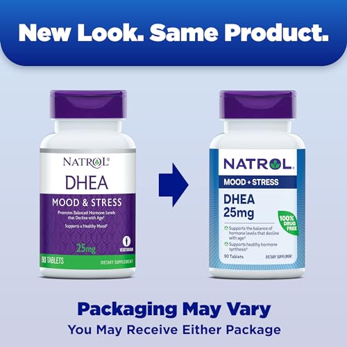 Mood & Stress DHEA 25mg, Supplement for Balance of Hormone Level, 90 Tablets, 90 Day Supply