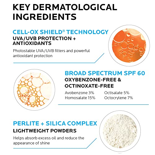 Anthelios Clear Skin Sunscreen Dry Touch SPF 60 | Oil Free Sunscreen For Face | Oil Absorbing | Broad Spectrum SPF + Antioxidants | Non-Greasy | Oxybenzone Free | Travel Size Sunscreen