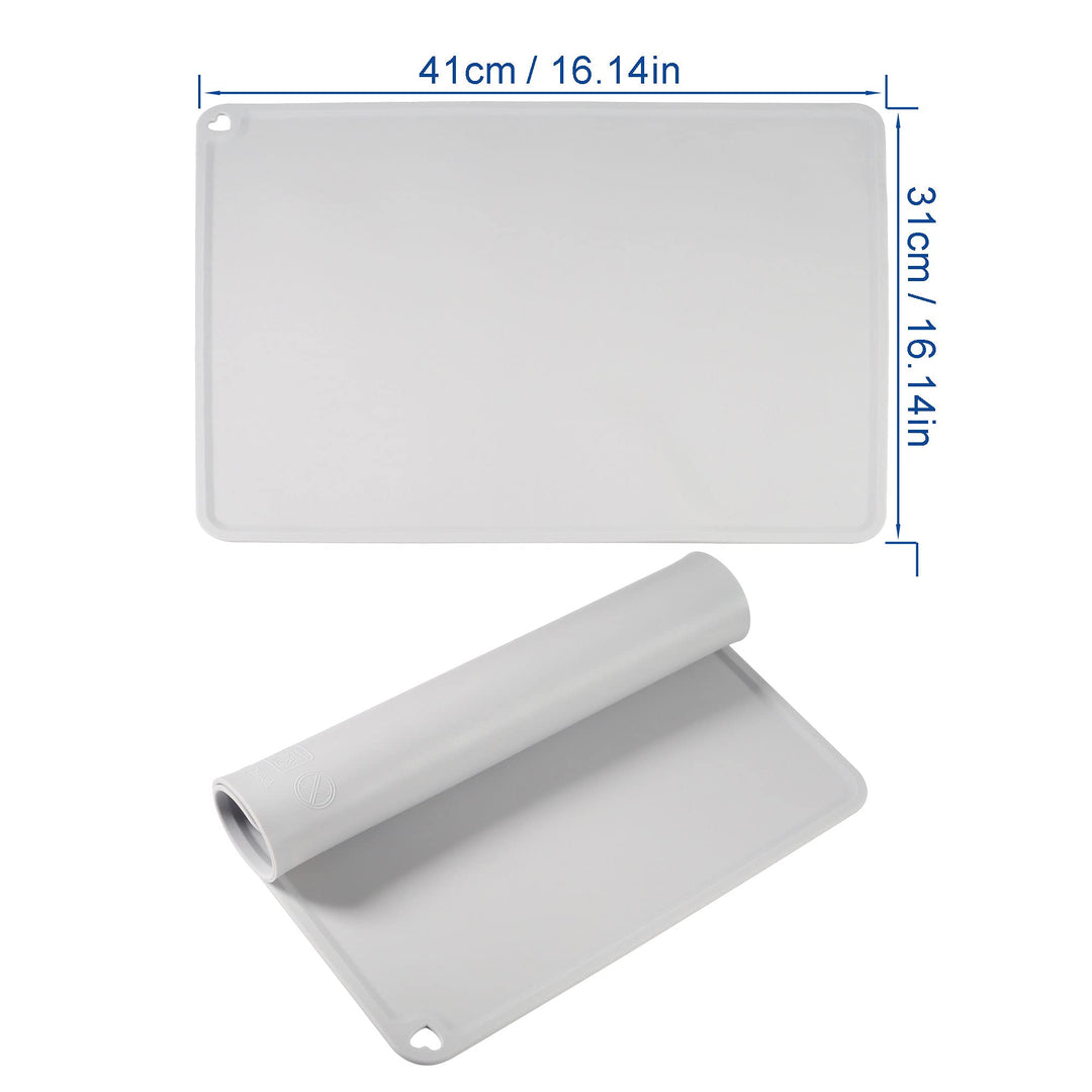 Silicone Slap Mat Protective Pad 16x12 inch for DLP SLA LCD 3D Printer Accessories Resin Glue Clean 3D Drawing Heat Insulation Waterproof Pet Bowl Feeding Mats + Cleaning Tool Scraper (Gray)