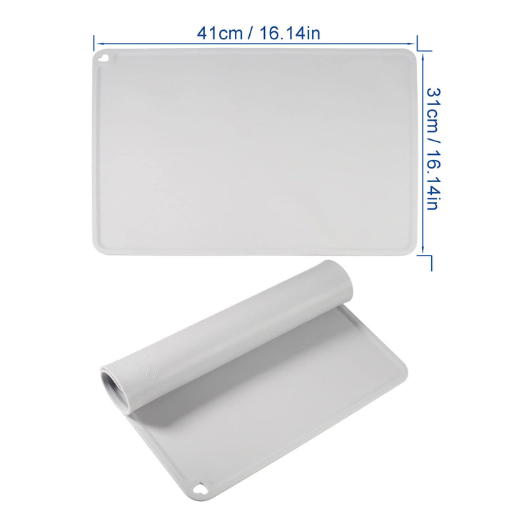 Silicone Slap Mat Protective Pad 16x12 inch for DLP SLA LCD 3D Printer Accessories Resin Glue Clean 3D Drawing Heat Insulation Waterproof Pet Bowl Feeding Mats + Cleaning Tool Scraper (Gray)