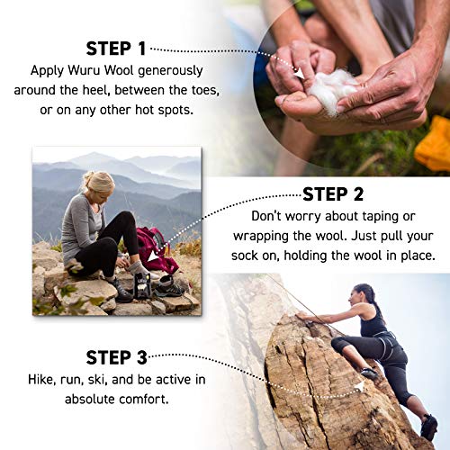 Wool Premium Blister Prevention Foot Care for Hiking, Running, and Everyday Activities, Packaged in The USA