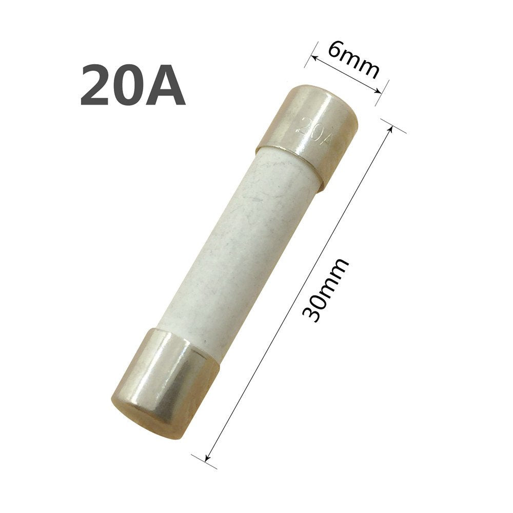 (Pack of 20) 20 Amp 250V Microwave Slow-Blow Time Delay Fuse Ceramic 6x30mm Compatible and Universal Replacement for GE WB27X10388 and Whirlpool Kenmore Other Microwaves