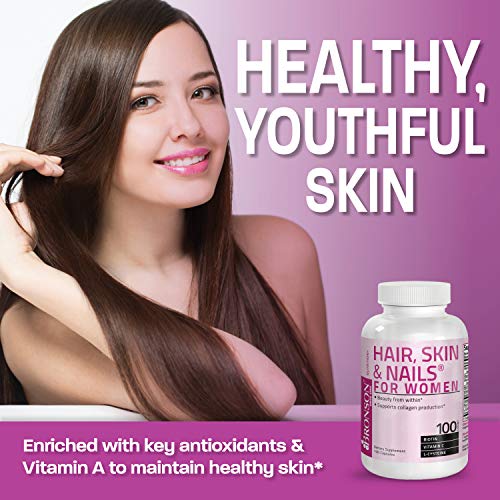 Hair, Skin & Nails with Biotin Extra Strength Vitamin Supplement for Women, 100 Capsules